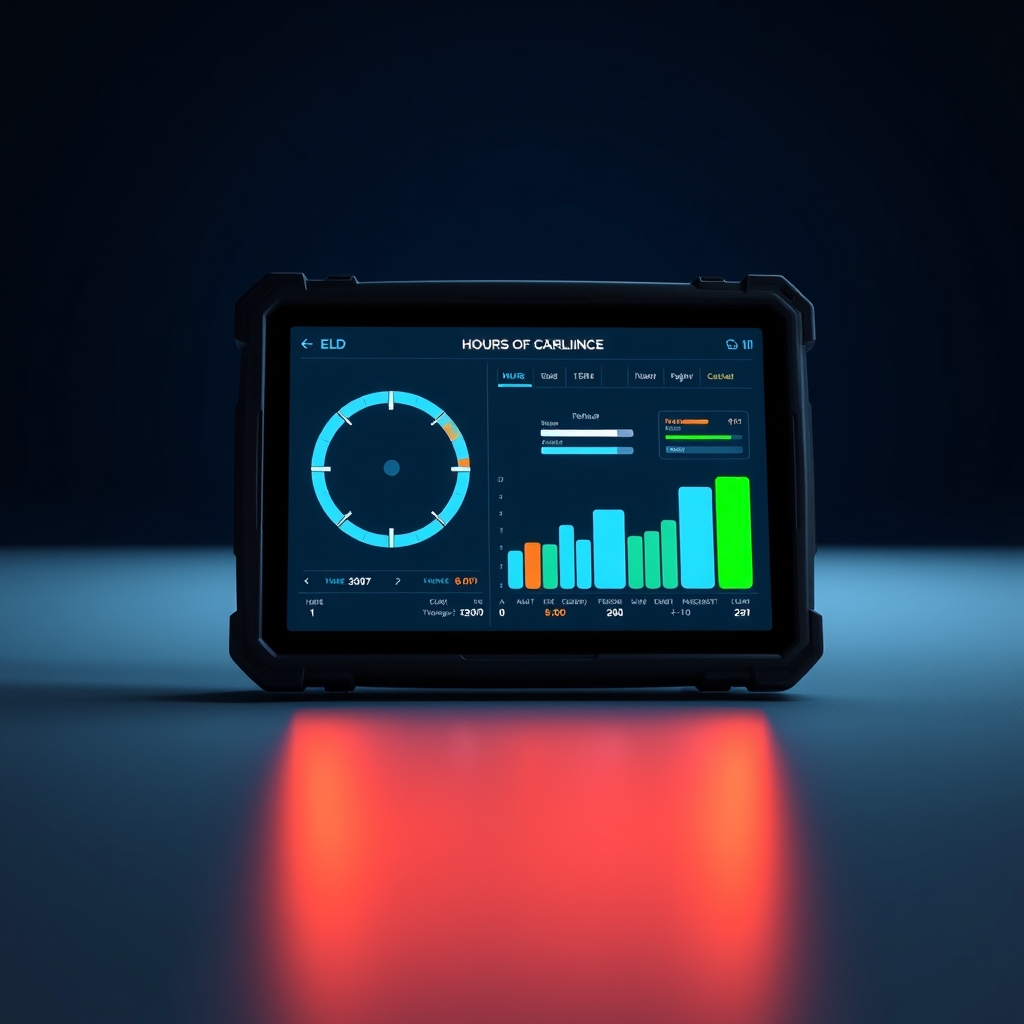 X3 HOS live Hours-of-Service clocks on a rugged ELD tablet